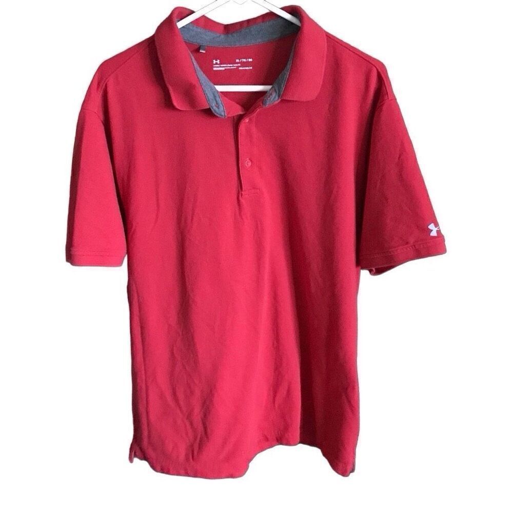 Under Armour heatgear loose golf polo shirt men’s Size XL red athletic